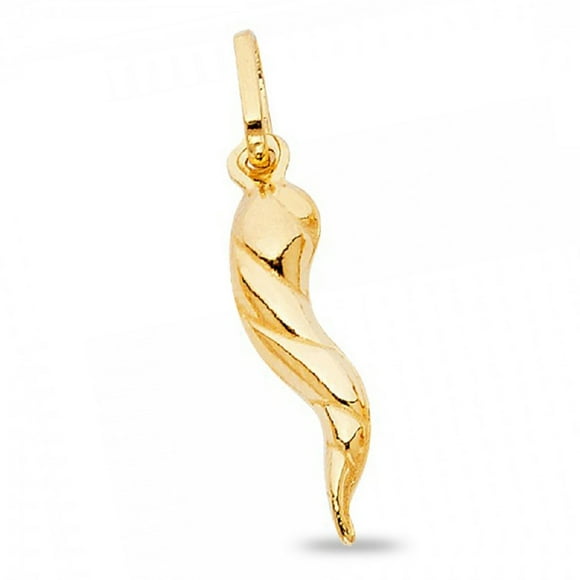 Mia Diamonds 14k Solid Yellow Gold Medium Italian Horn Pendant 25mm x 5mm Mia Diamonds 14k Solid Yellow Gold Medium Italian Horn Pendant 25mm x 5mm